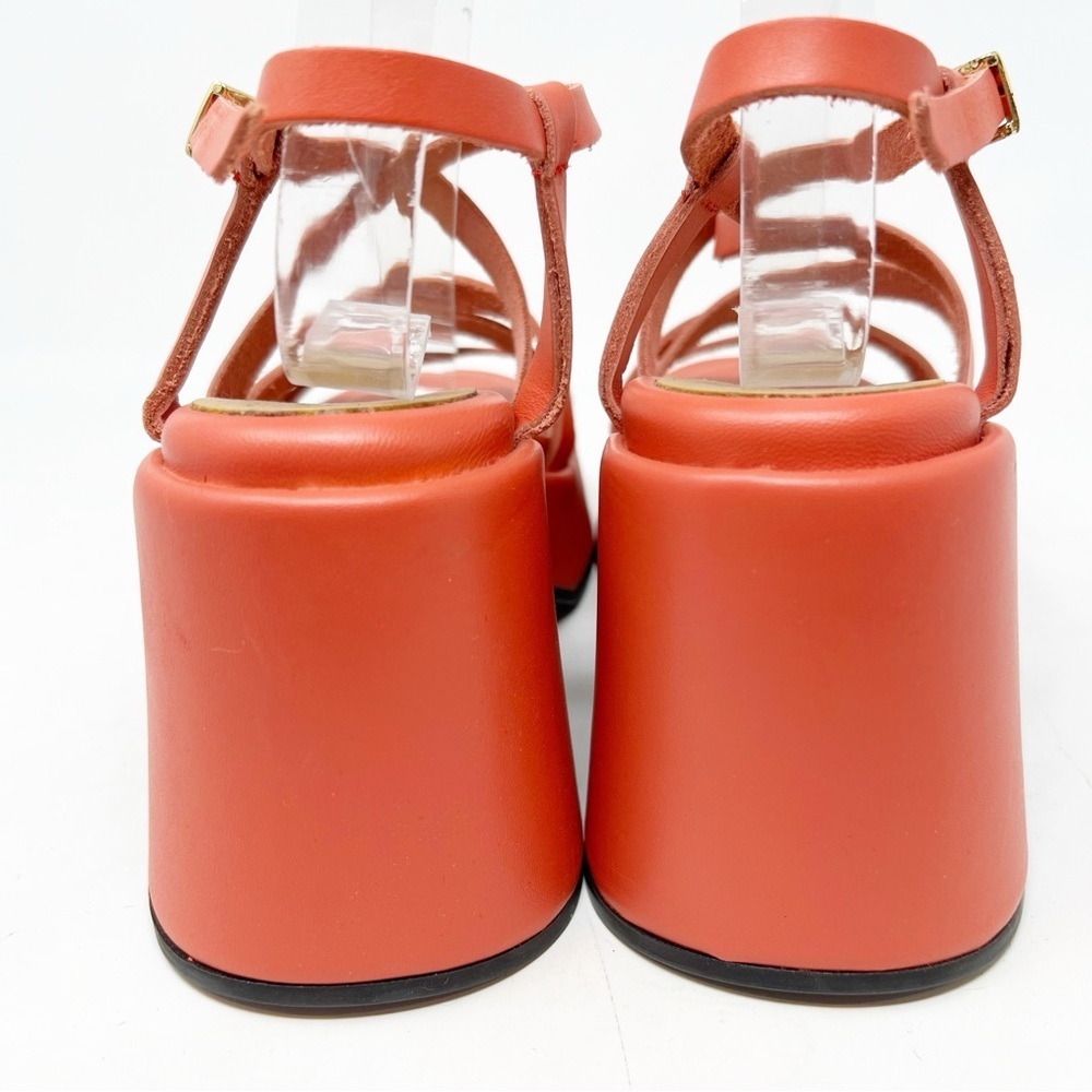 GANNI ORANGE STRAPPY CHUNKY RETRO PLATFORM SANDALS WOMENS SZ 37/7 - Picture 5 of 7